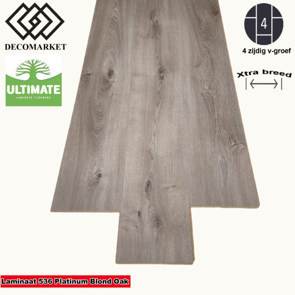 Ultimate Laminate Platinum Blond Oak 536 8mm Xtra breed +Gratis isolatie