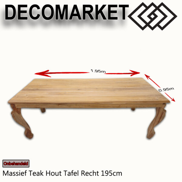 Massief Teak Hout Tafel Recht 195cm