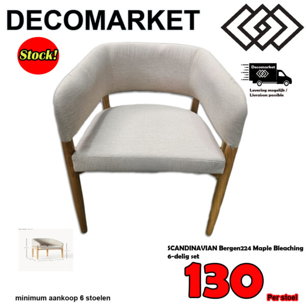 Stoel SCANDINAVIAN Bergen224 Maple Bleaching 6-delig set. Per stoel 130€
